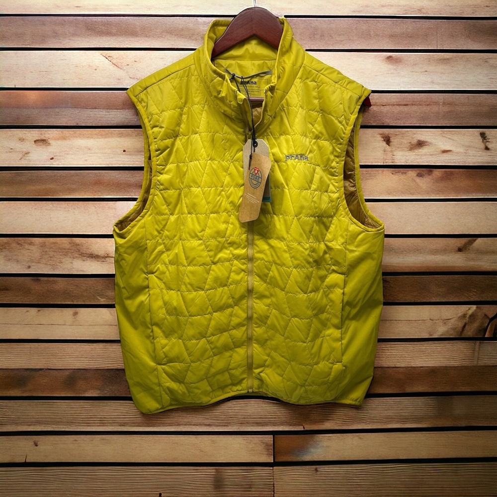 Prana Alpine Air Vest Mens Size Large Yellow Full Zip Lightweight Primaloft NWT‎
